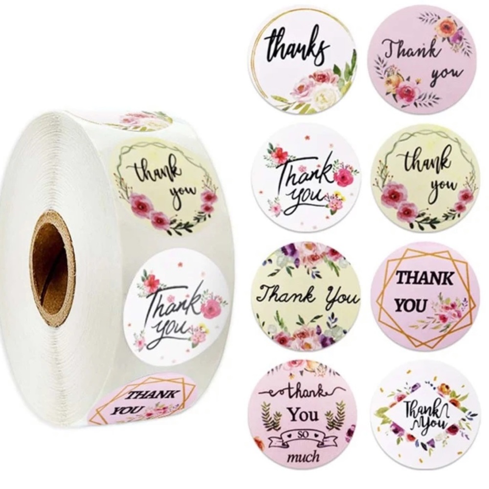 500 Thank You Stickers Round 1" Labels 1 Design